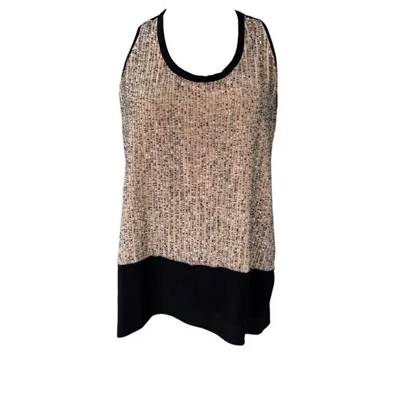 Eileen Fisher Silk Sleeveless Sequin Beaded Top Gold Size SP Small Petite - Picture 2 of 9